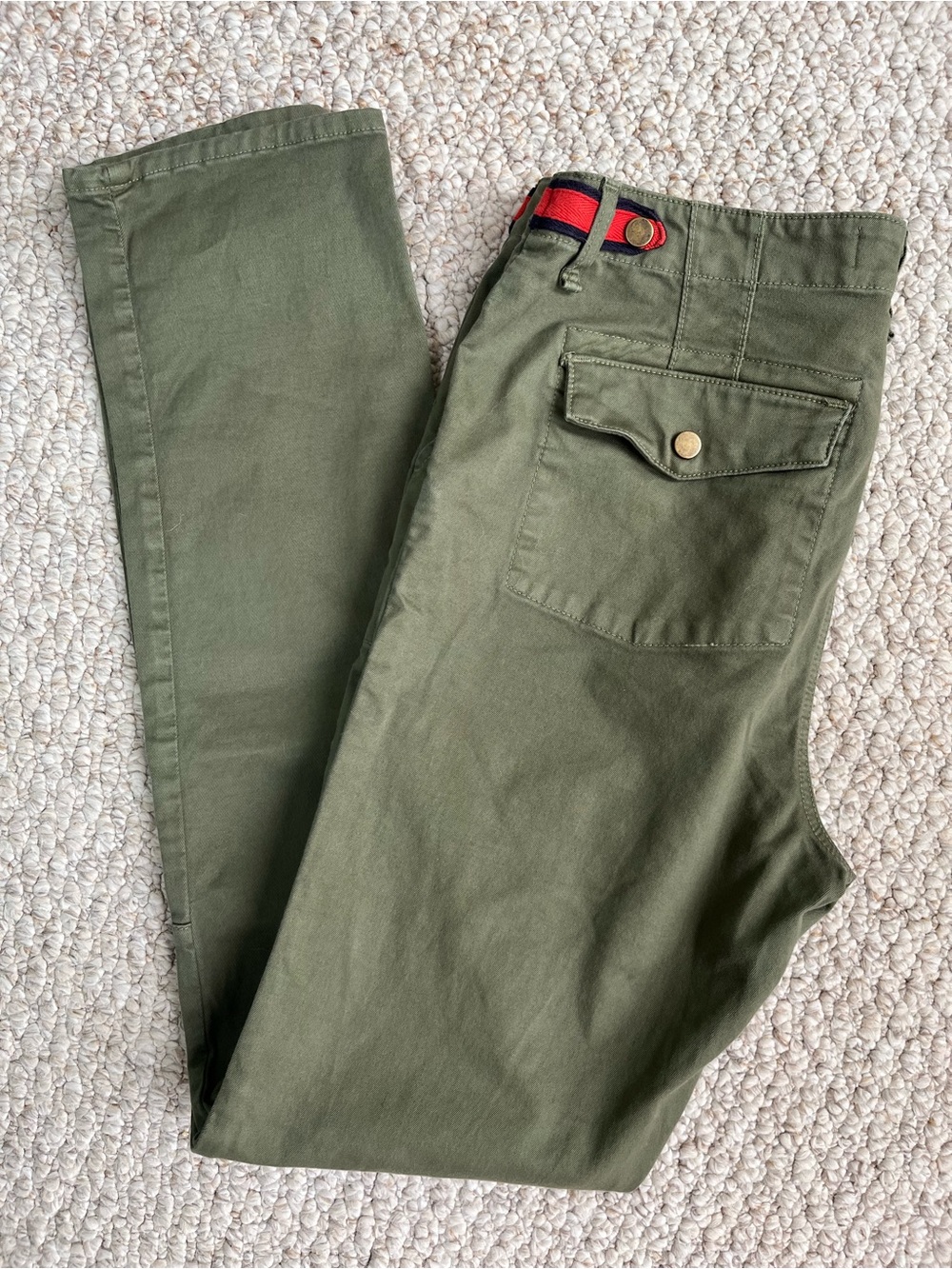 Veronica Beard Adrina Skinny Cargo Pants Olive Pockets EUC SZ 30